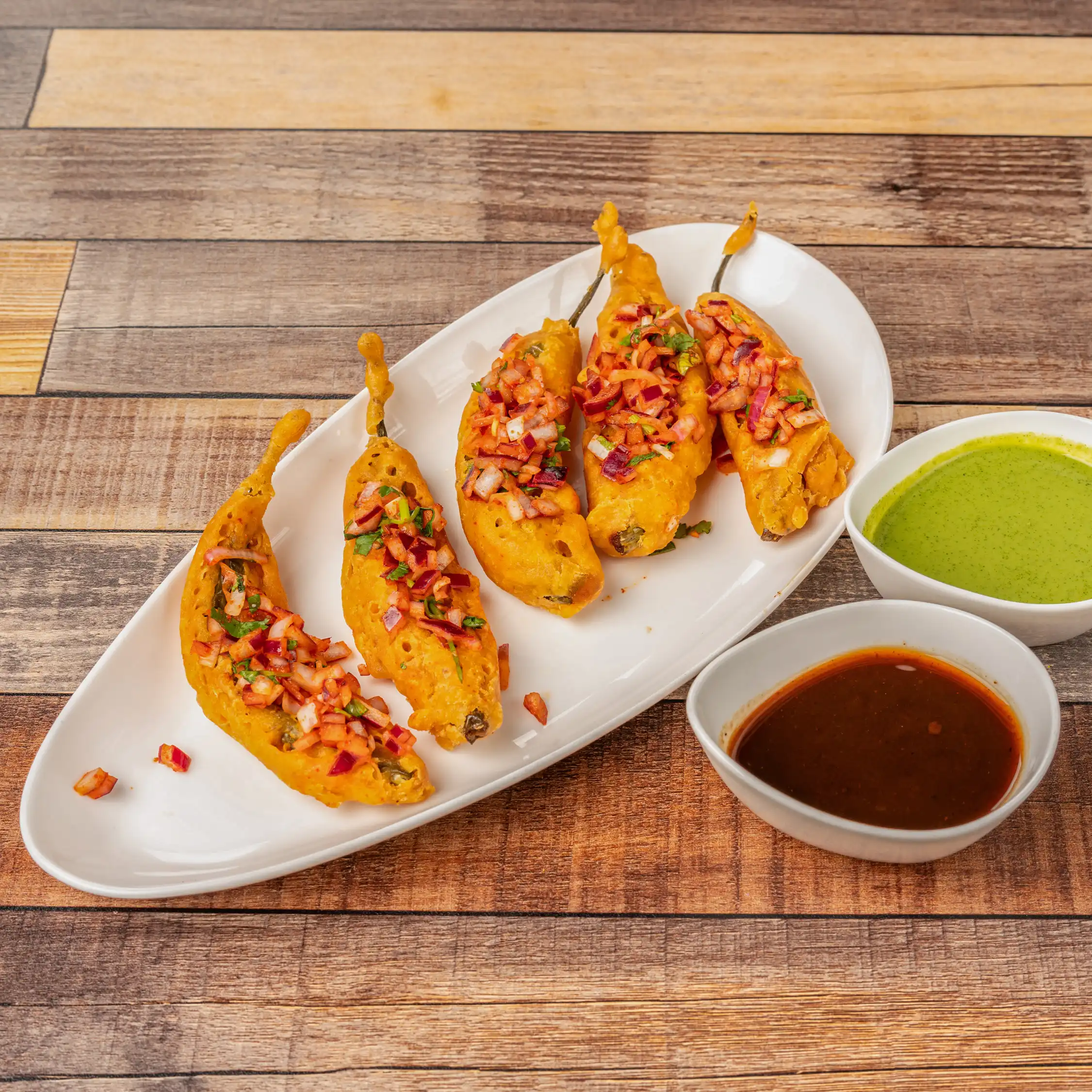 Onion Mirchi Bajji at Aha Biryanis - Canton