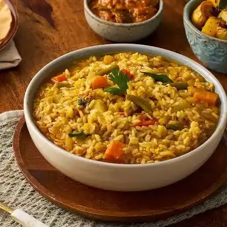 Sambar Rice — A comforting Indian dish with lentils, vegetables, spices, and rice at Aha Biryanis - Farmington hills, Farmington Hills