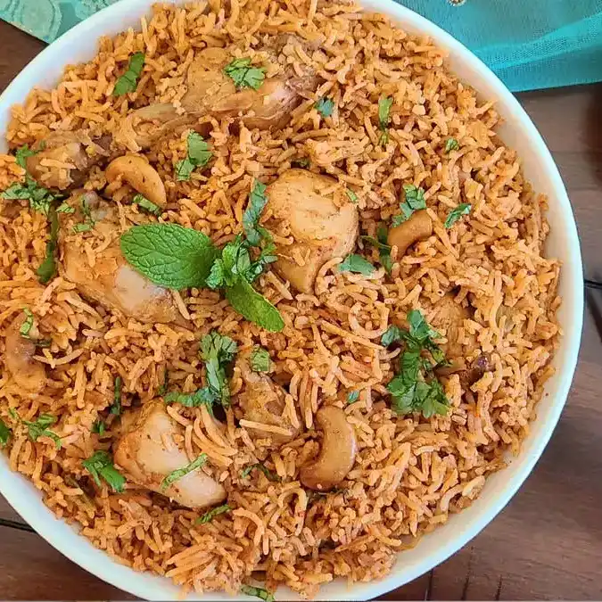 Chicken pulav — Savor the aromatic Chicken Pulav, featuring tender chicken pieces at Aha Biryanis - Farmington hills, Farmington Hills