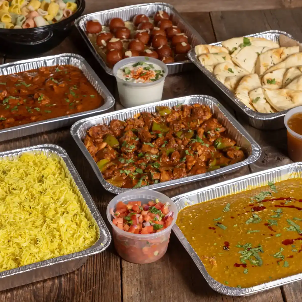 Qtr Tray chicken dum, Qtr tray chicken 65, single order dessert at Aha Biryanis - Farmington hills, Farmington Hills