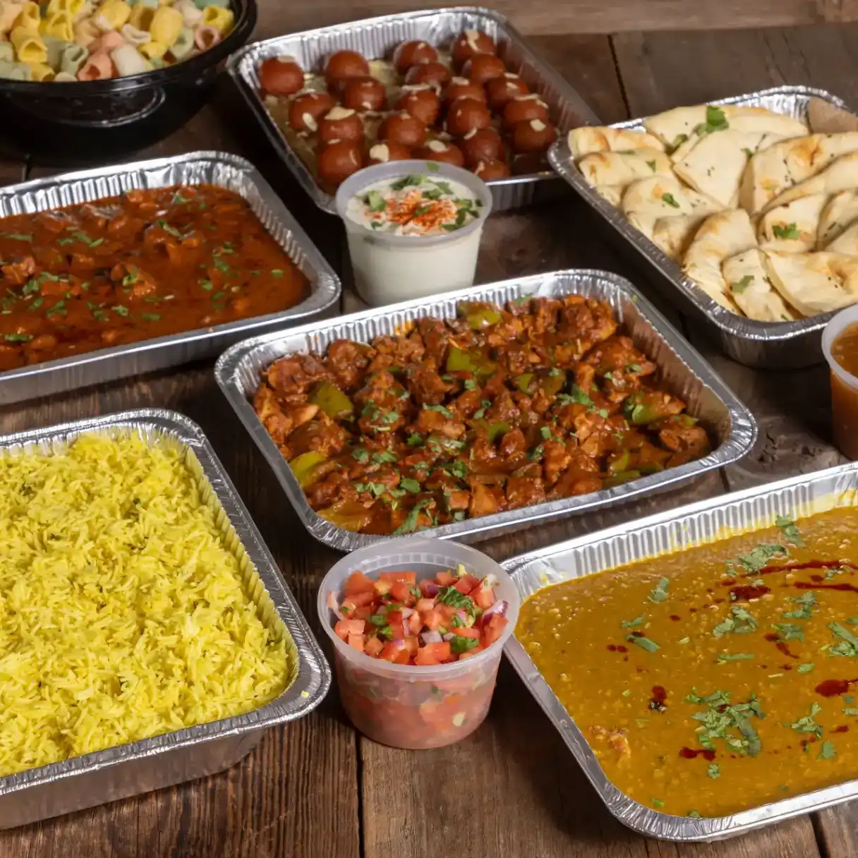 Qtr tray spl boneless chicken biryani, Qtr tray chicken masakali, single order desert at Aha Biryanis - Farmington hills, Farmington Hills