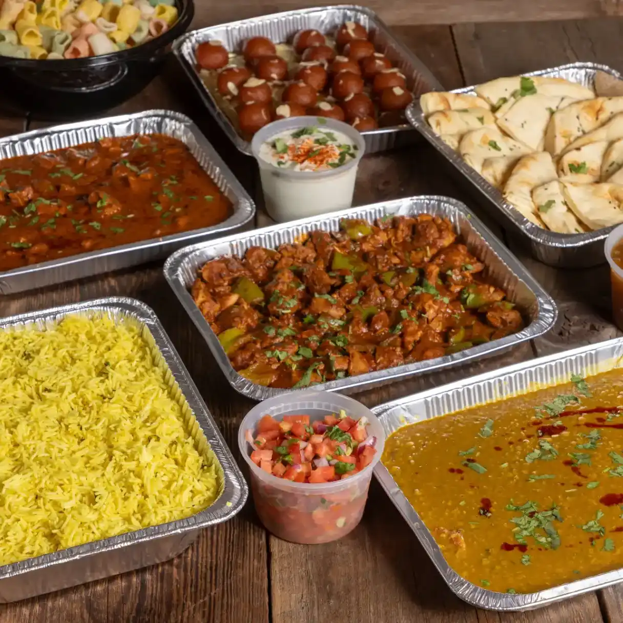 Qtr tray mutton ghee Roast biryani, Qtr tray chicken pataka, single order dessert at Aha Biryanis - Farmington hills, Farmington Hills