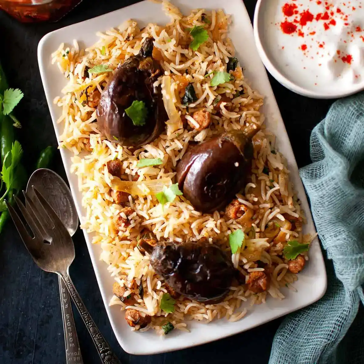 Eggplant Pulao — Experience the aromatic embrace of fluffy basmati rice, perfectly at Aha Biryanis - Farmington hills, Farmington Hills