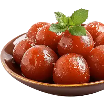 Gulab Jamun — Indulge in our decadent Gulab Jamun, soft and spongy milk-based spheres at Bagara & Biryani, NC